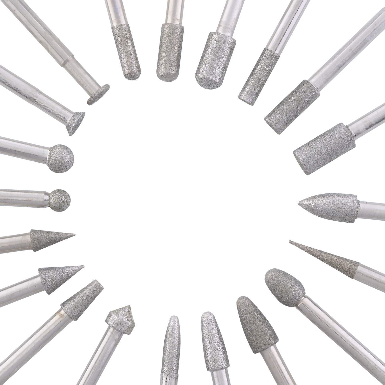 20Pcs Electroplated Diamond Grinding Bit Set Carving Rotary Burr for Die Grinder