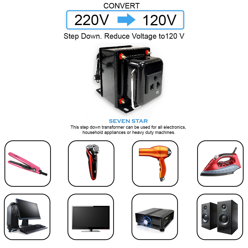 SevenStar THG-3000 Watt 220V to 110V Step-Down Voltage Converter Transformer