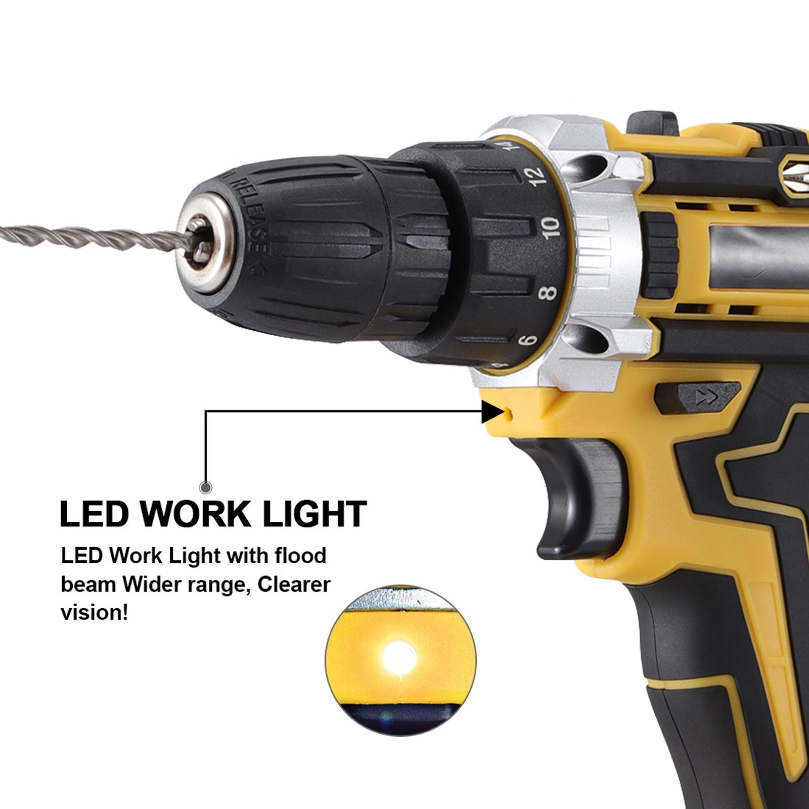21-Volt Drill 2 Speed Electric Cordless Drill / Driver with Bits Set & Battery