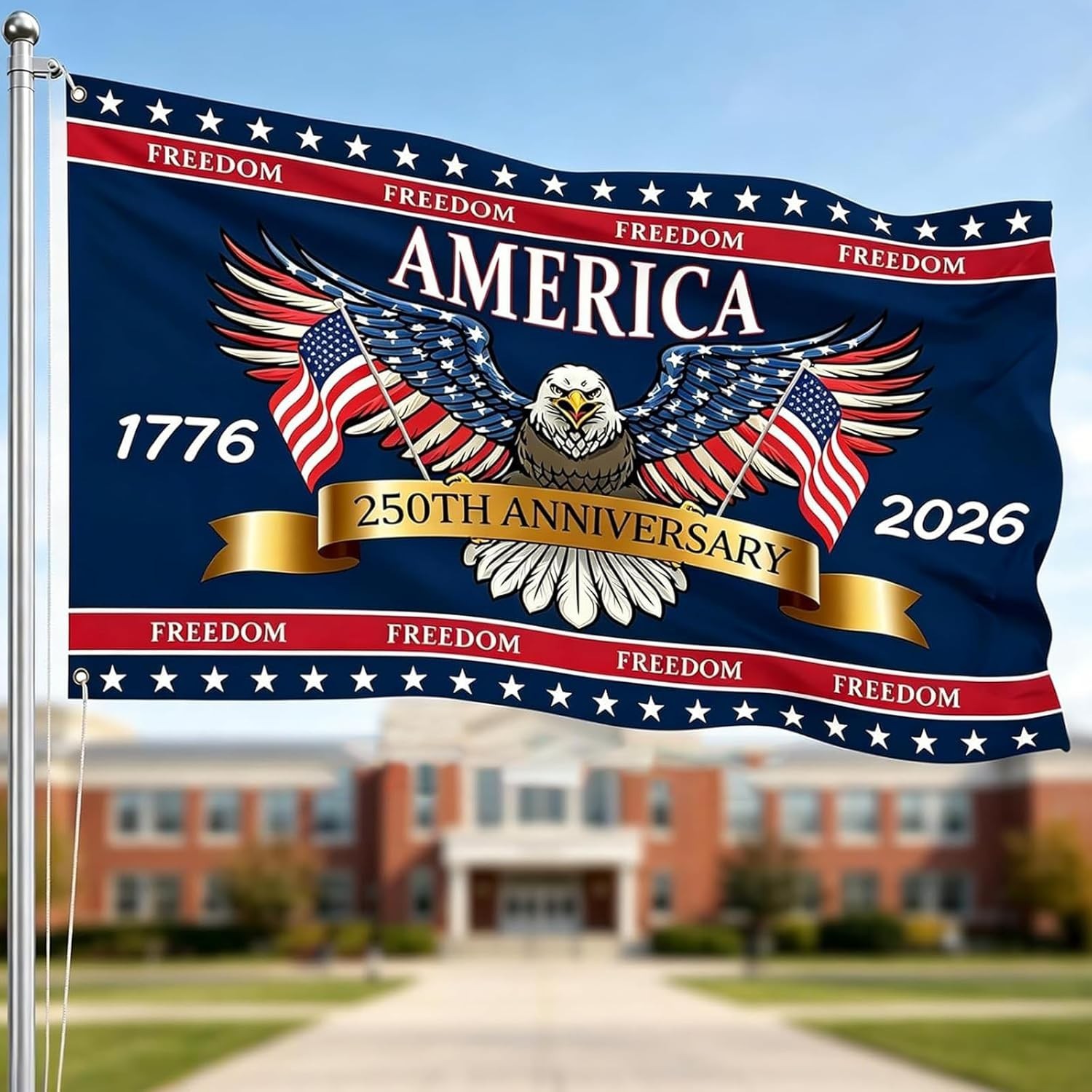 3 Ply 250 Years America Flag – Double Sided Patriotic Eagle 3 X 5 Ft Anniversary