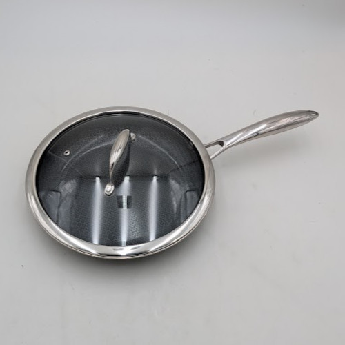 HexClad Hybrid 10” Nonstick Frying Pan w Temper Glass Lid- Used