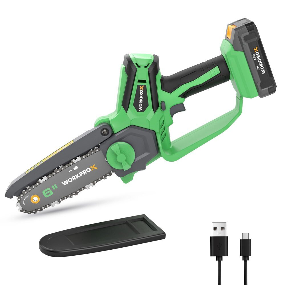 WORKPROX 20V 2.0Ah Cordless 6-inch Mini Chainsaw Electric Chain Saw Pruning Saws