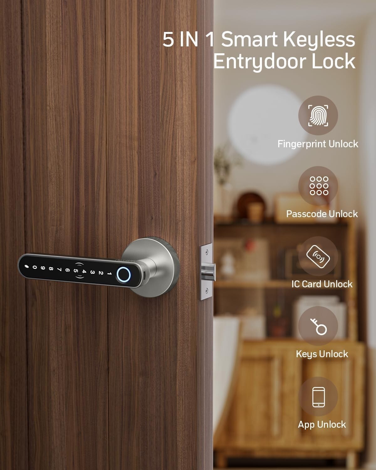 TMEZON Smart Door Lock Fingerprint, Keyless Entry Door Lock with Handle APP