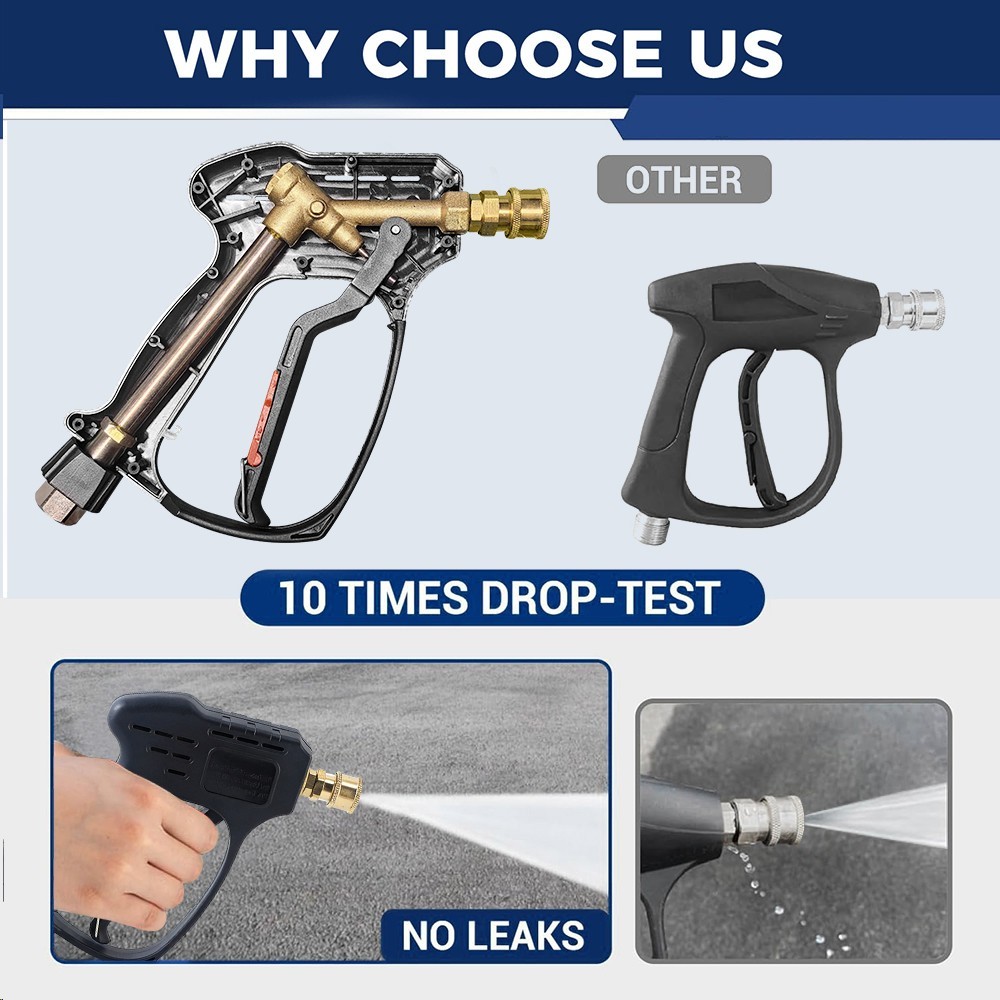 5000PSI Short High Pressure Washer Gun Car Wash w/ Swivel Water Handle 3/8″ Male
