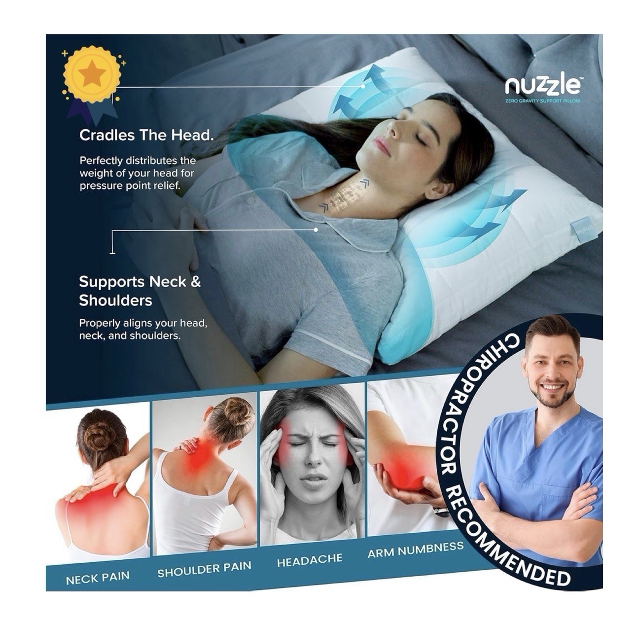 Nuzzle Cooling Adjustable Pillow for Side Standard SIze (Set of 2), White