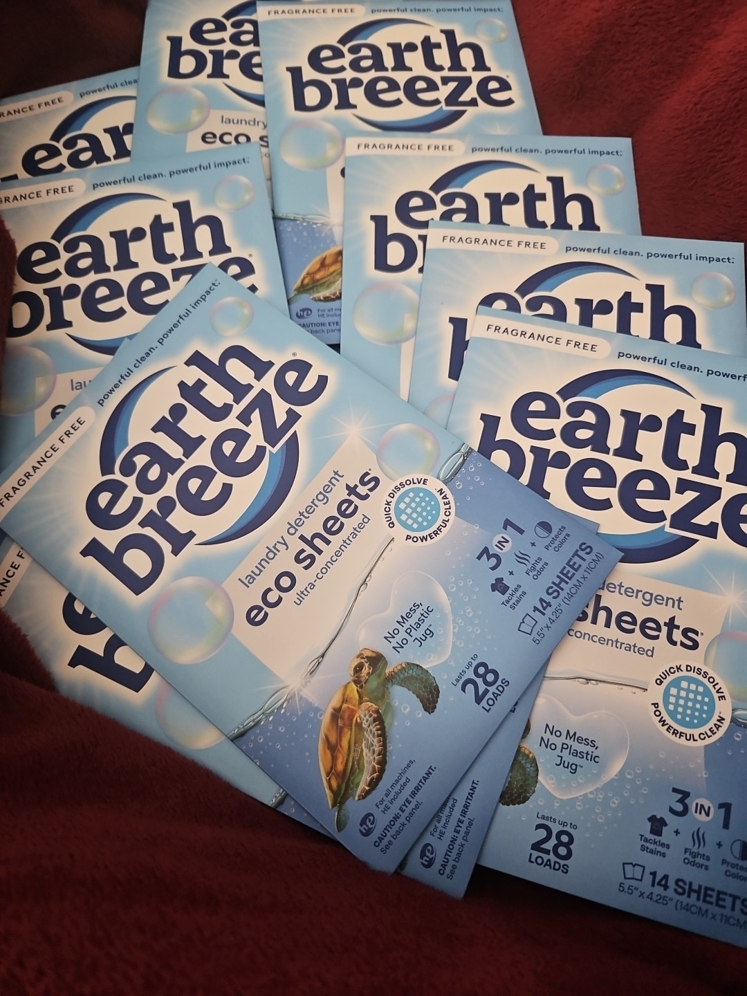 EARTH BREEZE LAUNDRY~10 Pack DETERGENT SHEETS• FRAGRANCE FREE•14 Sheets 28 Load