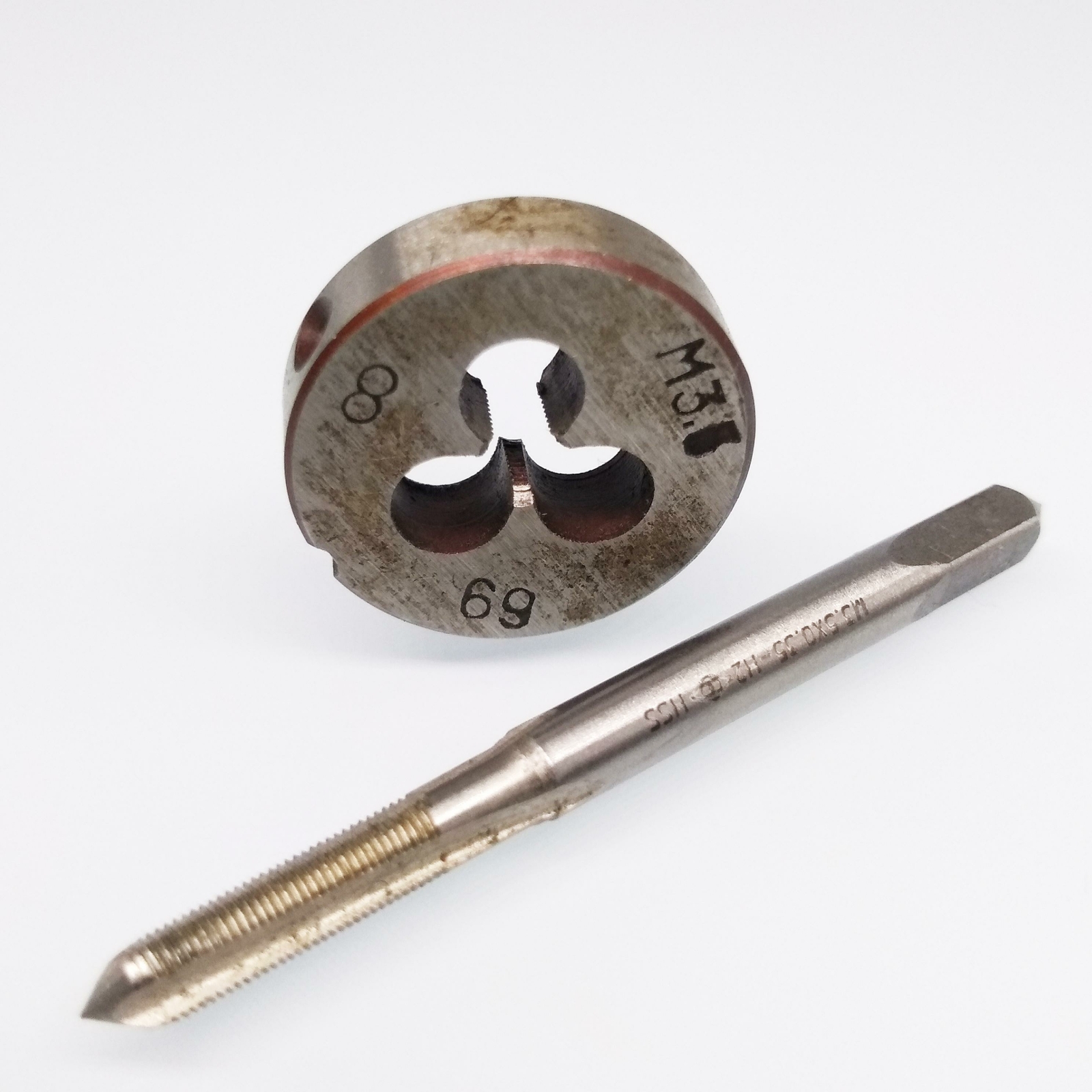 HSS M3.5 x 0.35mm Tap & M3.5 x 0.35mm Die Metric Thread Right Hand