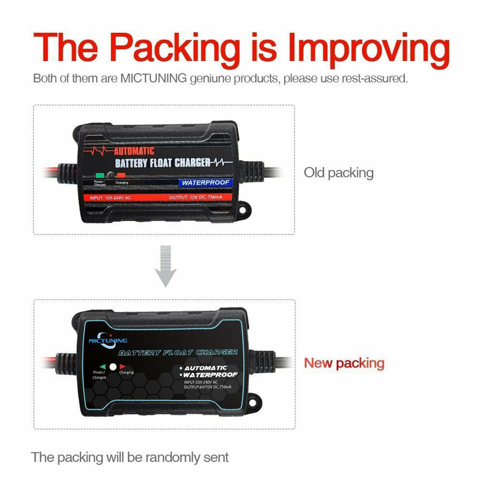 6V/12V 1A Smart Battery Charger, Charger and Maintainer For Car SUV Motorcycles