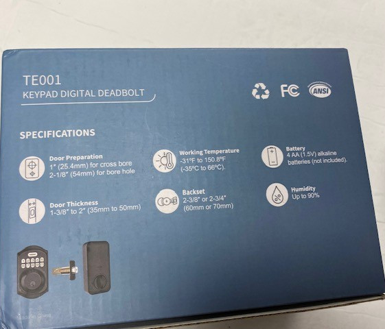 Teeho Keypad Digital Deadbolt, Smart Lock Keyless Entry, Weatherproof, TE001