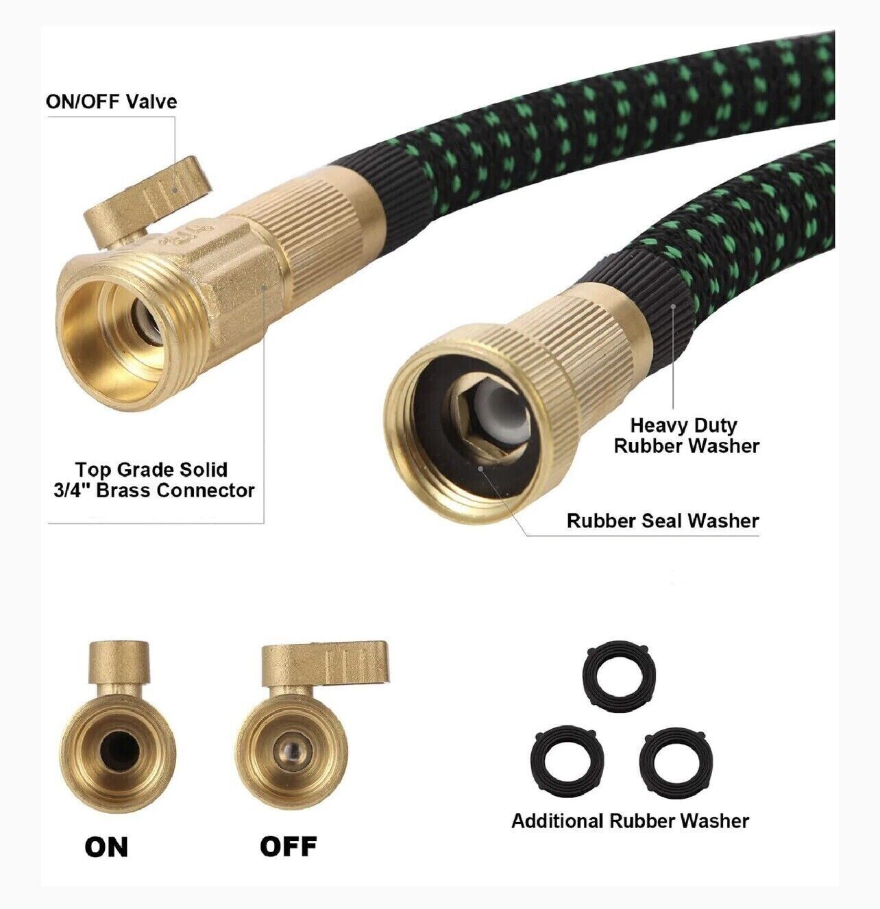 100ft Stronger Expandable Garden Hose Set 4-Layer Latex 10 Spray Nozzles Strong