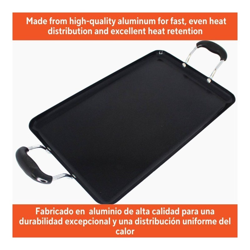 Ceramic Double Burner Griddle Black: Stovetop Griddle, Aluminum