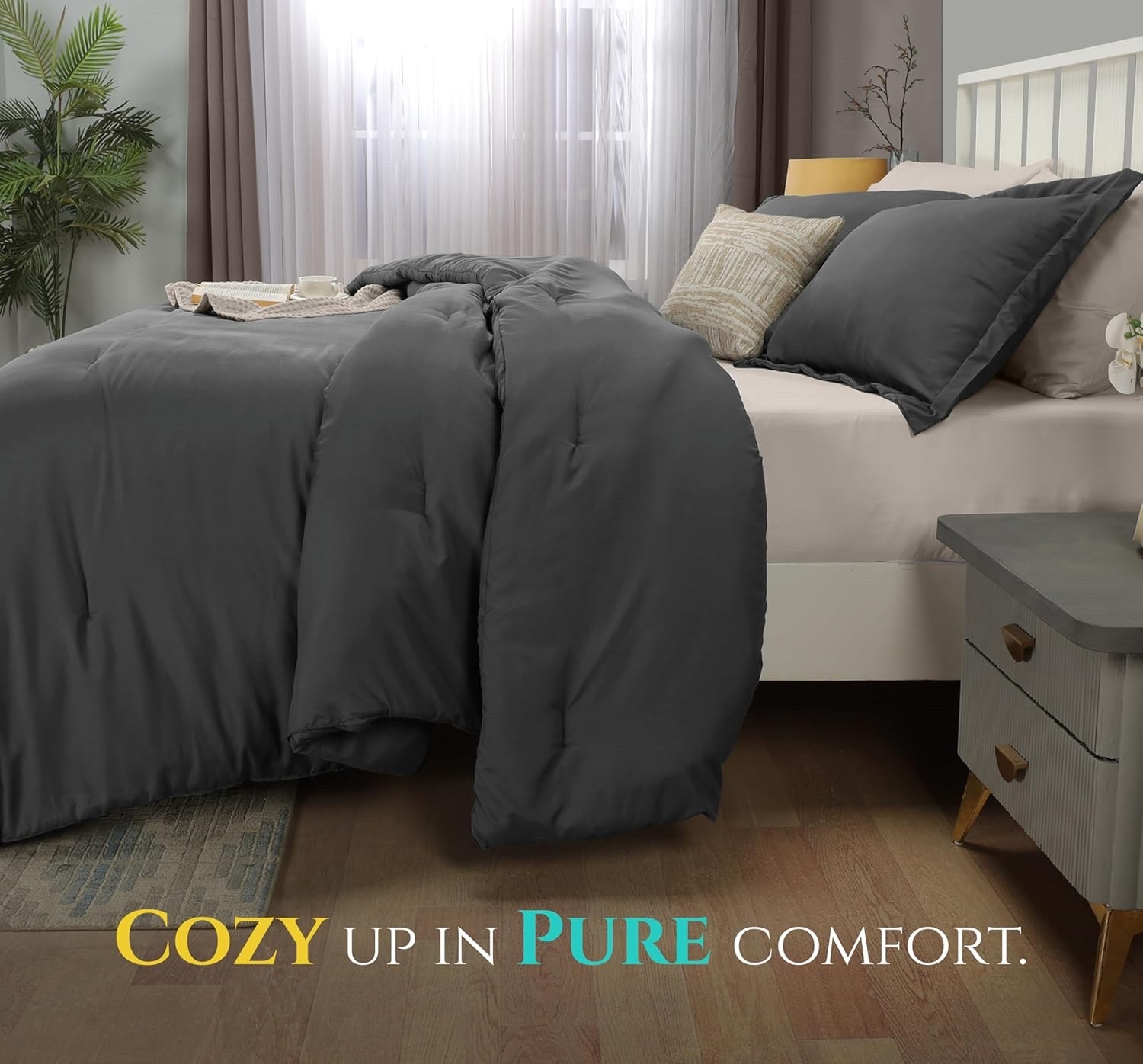 Queen/ King Size Ultra Soft 100% Cotton Down Comforter Reversible Duvet Insert