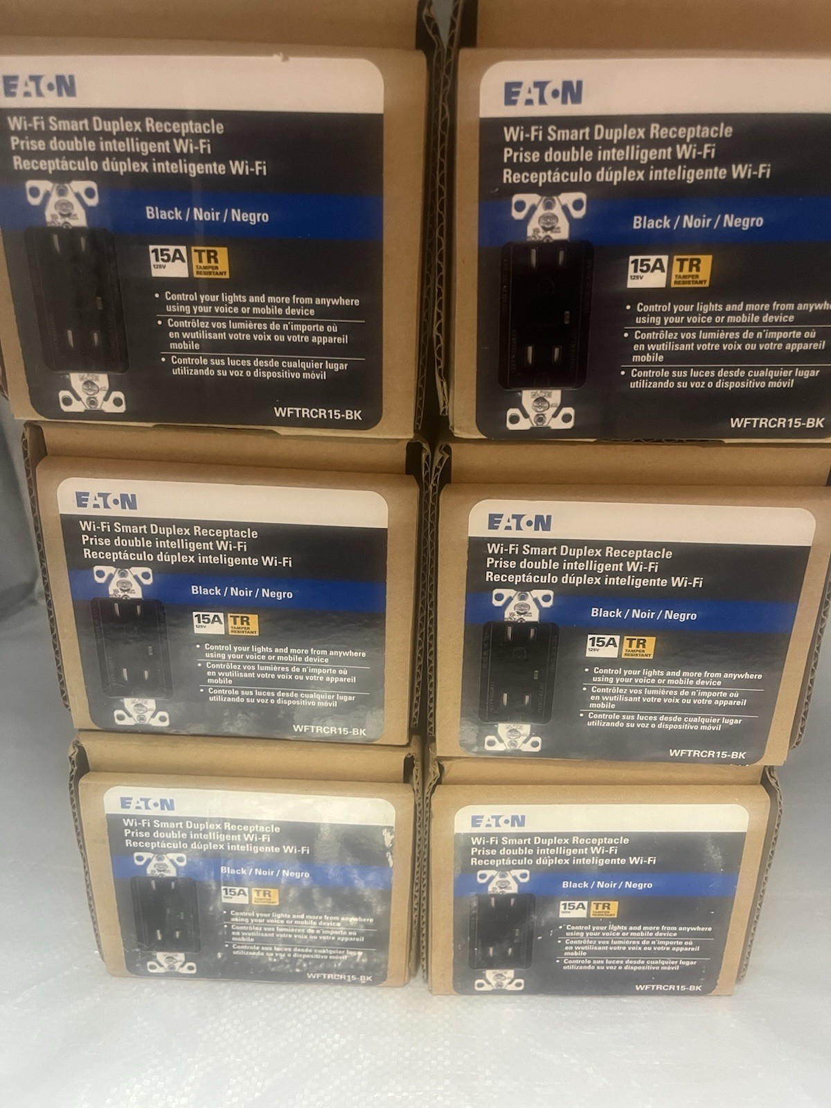 36 Eaton WFTRCR15 Receptacle Smart Duplex Outlet Black 15A 125V WIFI