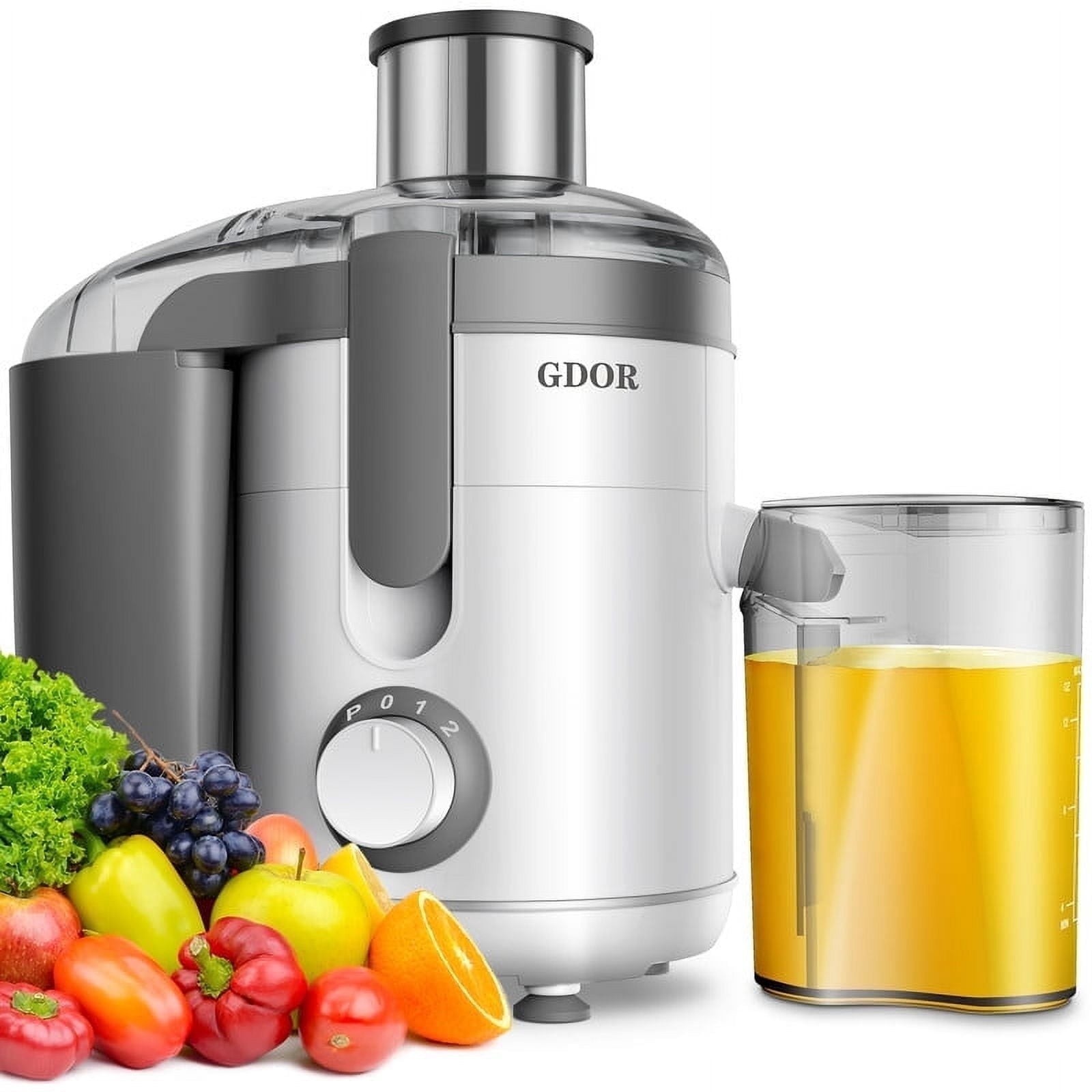 GDOR Kitchen Appliances Juicer Machine Dual Speeds Centrifugal Extractor, White