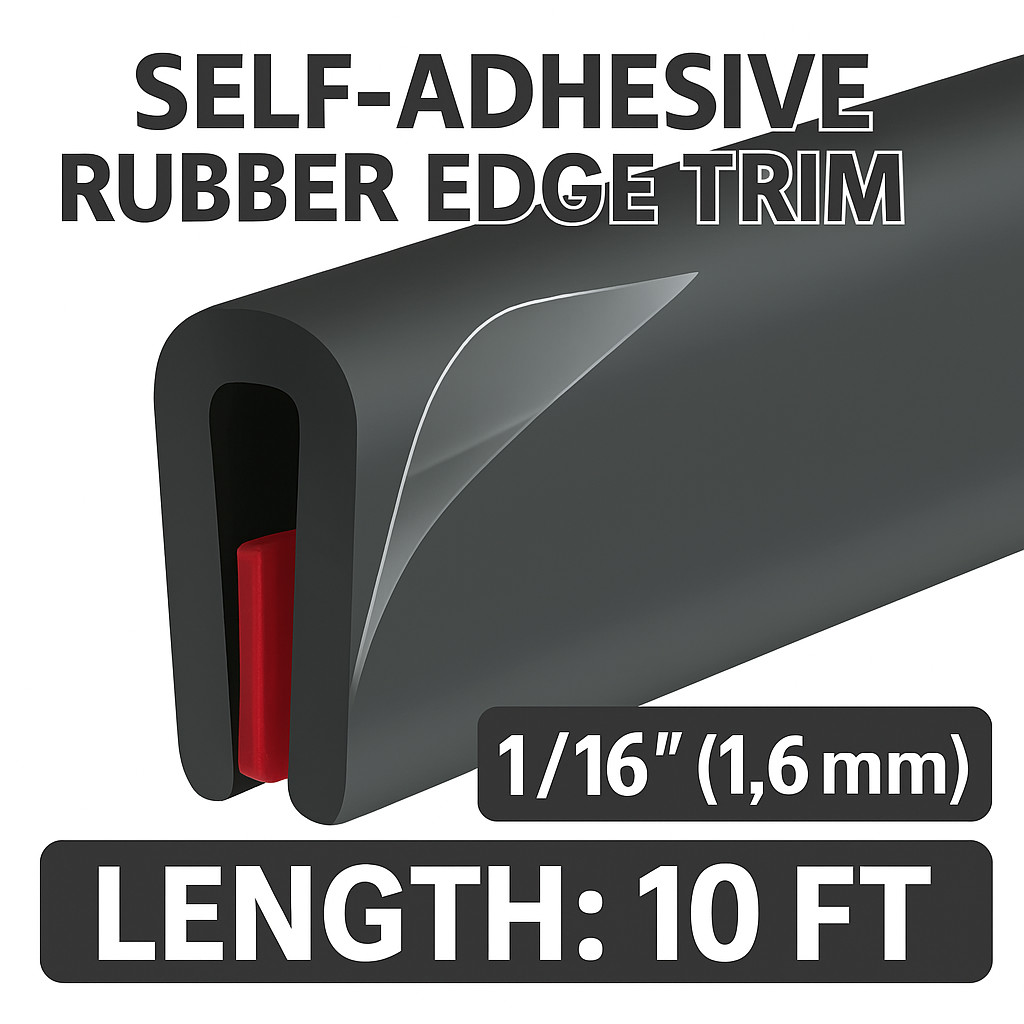 Rubber Edge Trim U Channel Self Adhesive 10FT Black EPDM Seal 1/16″ Car Door