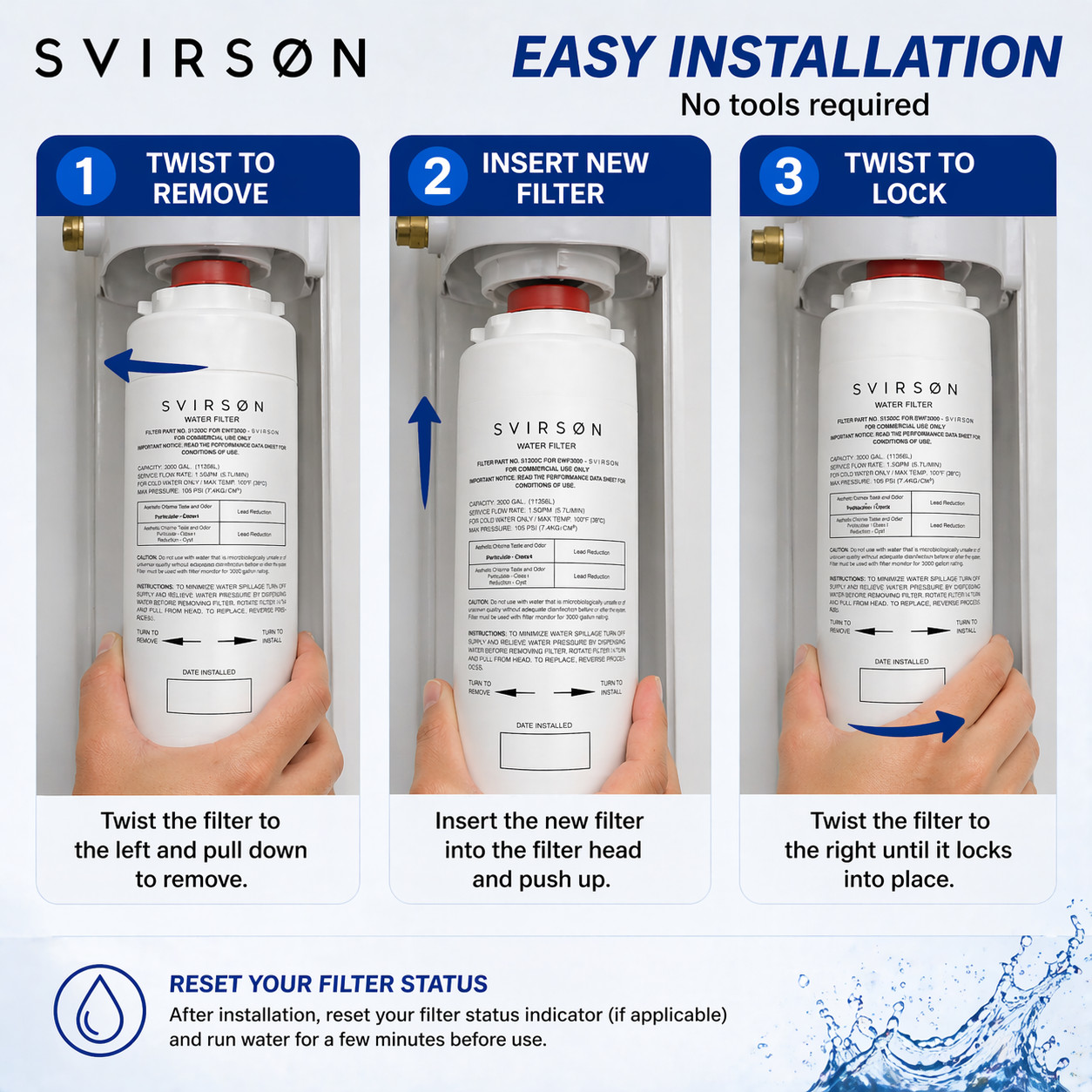 SVIRSON 51300C Water Filter Replacement for Elkay EWF3000 | 1 2 3 4 6 Pack | US