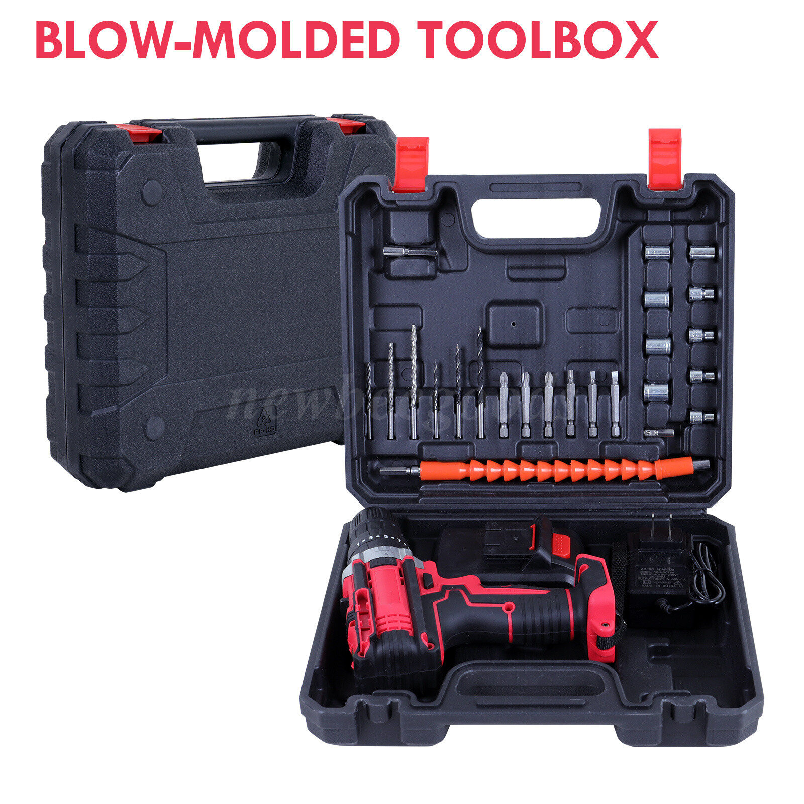 21V Electric Drill 3/8″ Power Cordless Screwdriver Drill Set with 2 Battery Kit