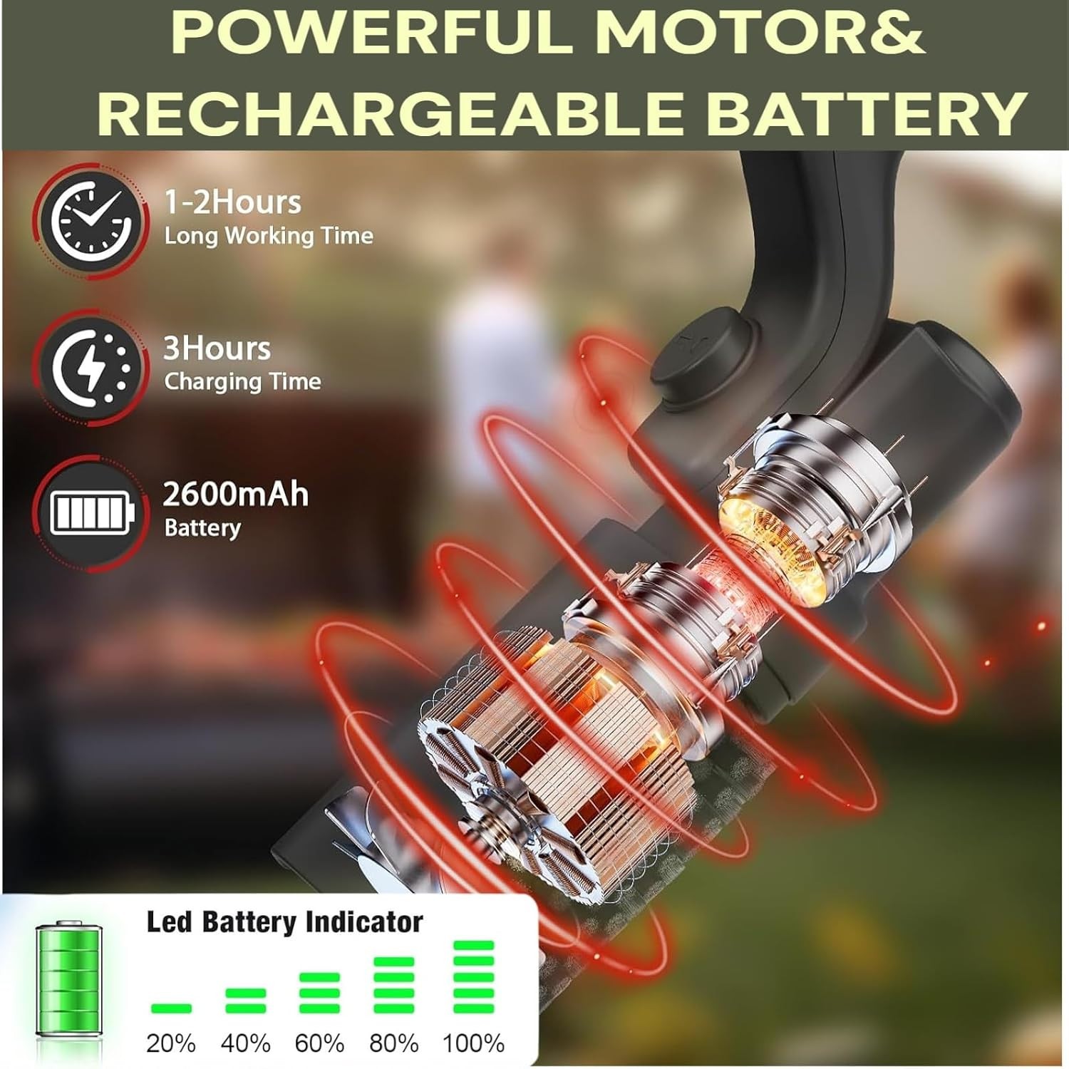 Electric BBQ Grill Brush – 2600mAh Rechargeable Cleaning Brush Wireless Cleaner