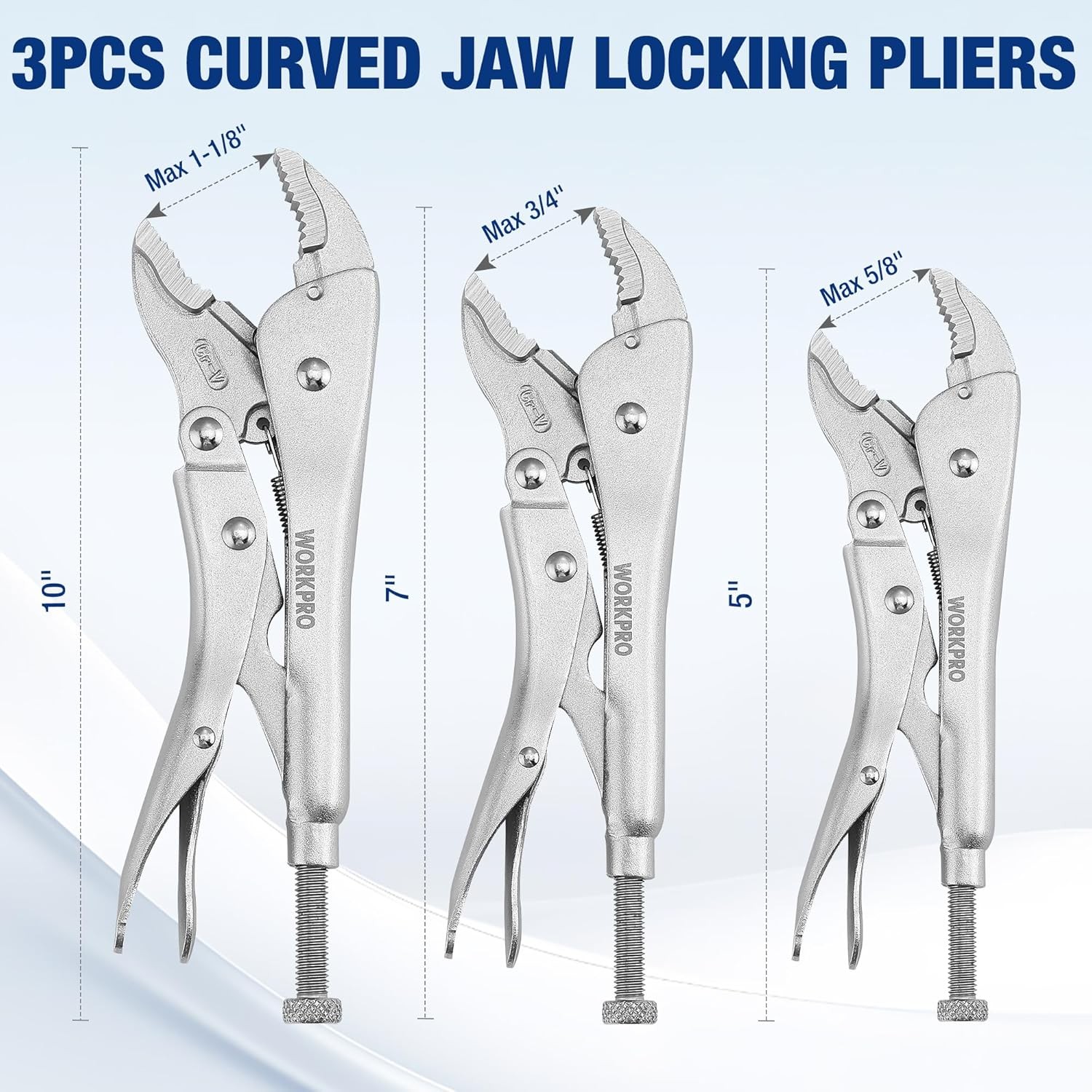 WORKPRO 5-Piece Locking Pliers Set Vice Grips w/Chrome-vanadium Steel Tool Set