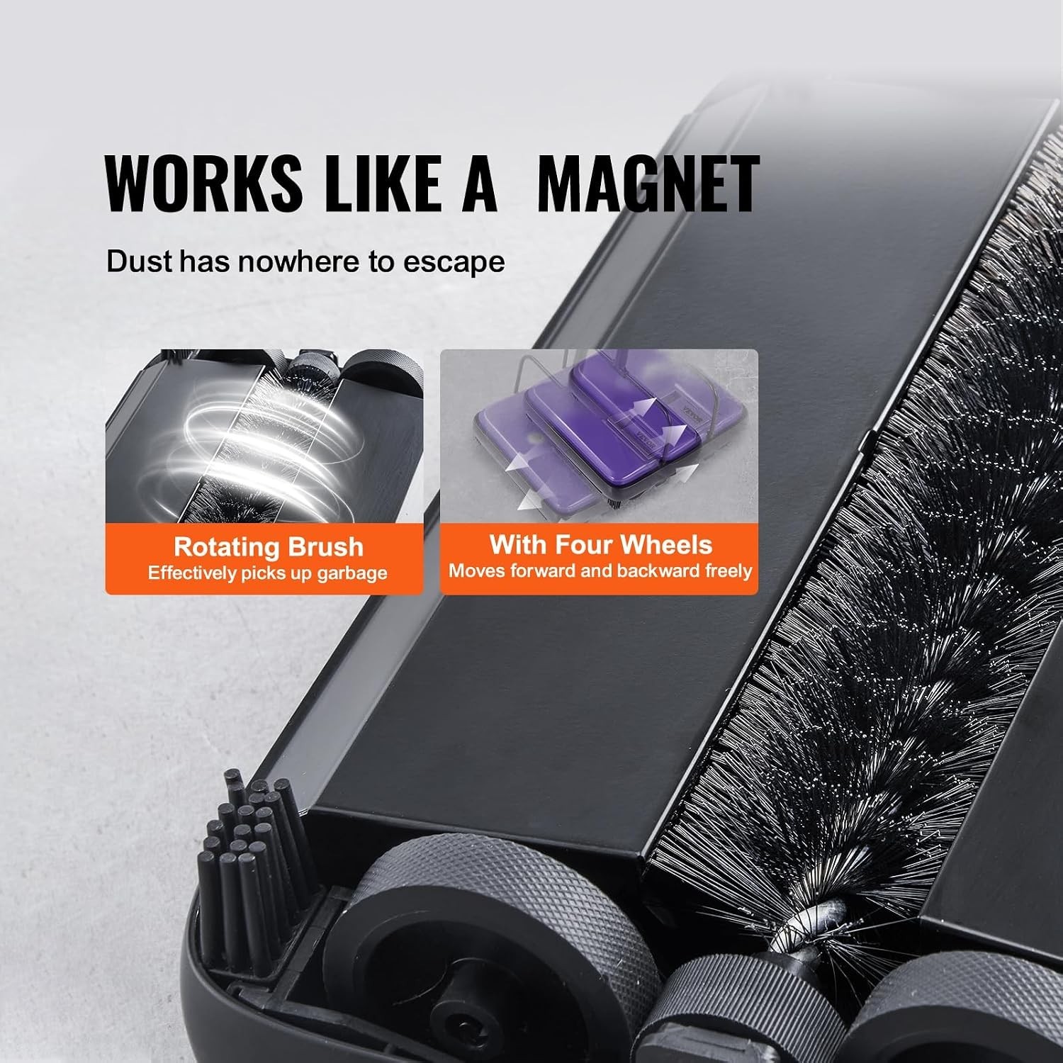 Versatile 6.7in Carpet Sweeper – Quiet Operation, Easy Disposal, Purple Design