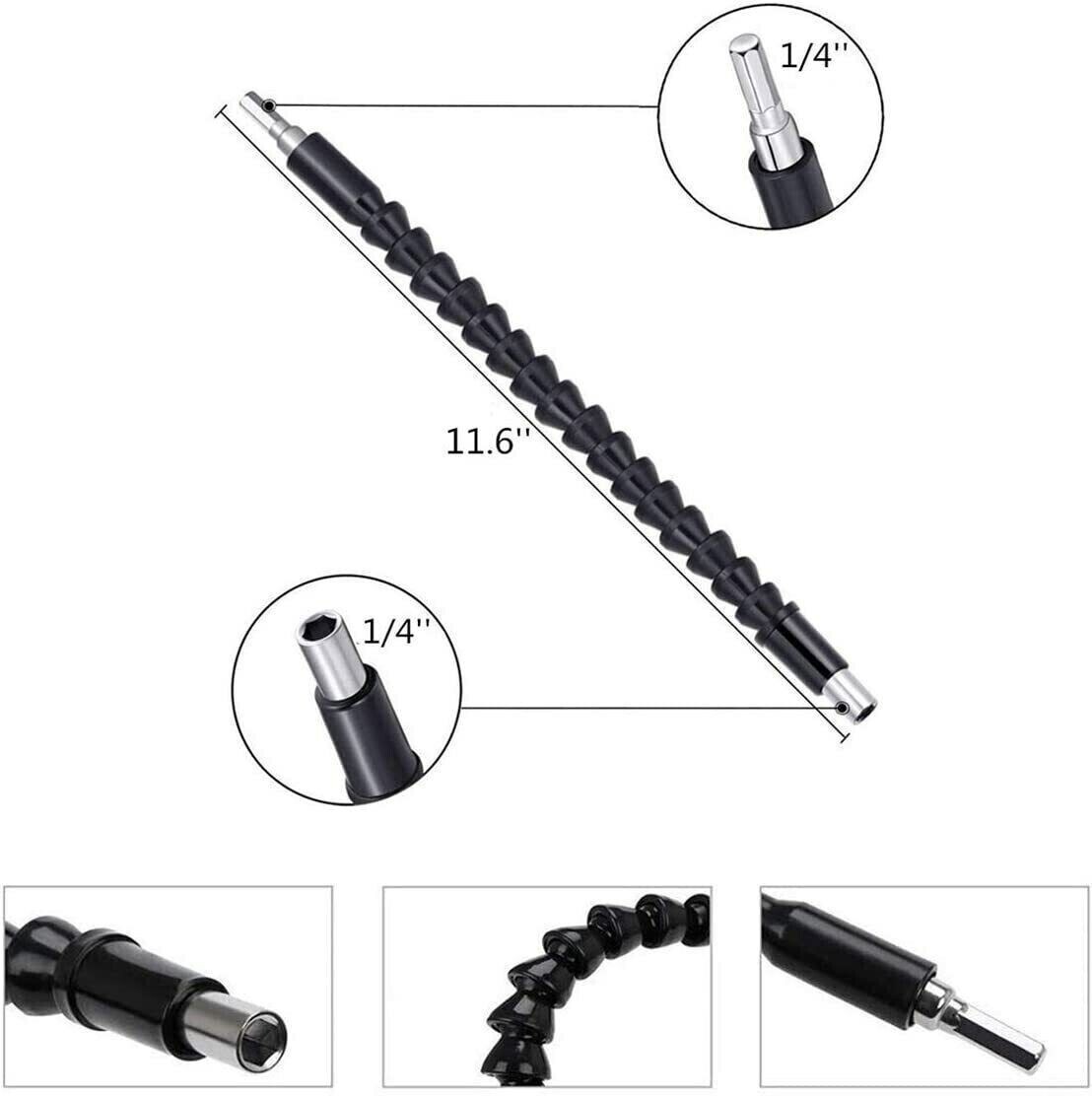 3-Piece 105 Degree Right Angle Drill Socket Adapter Flexible Shaft Extension Bit