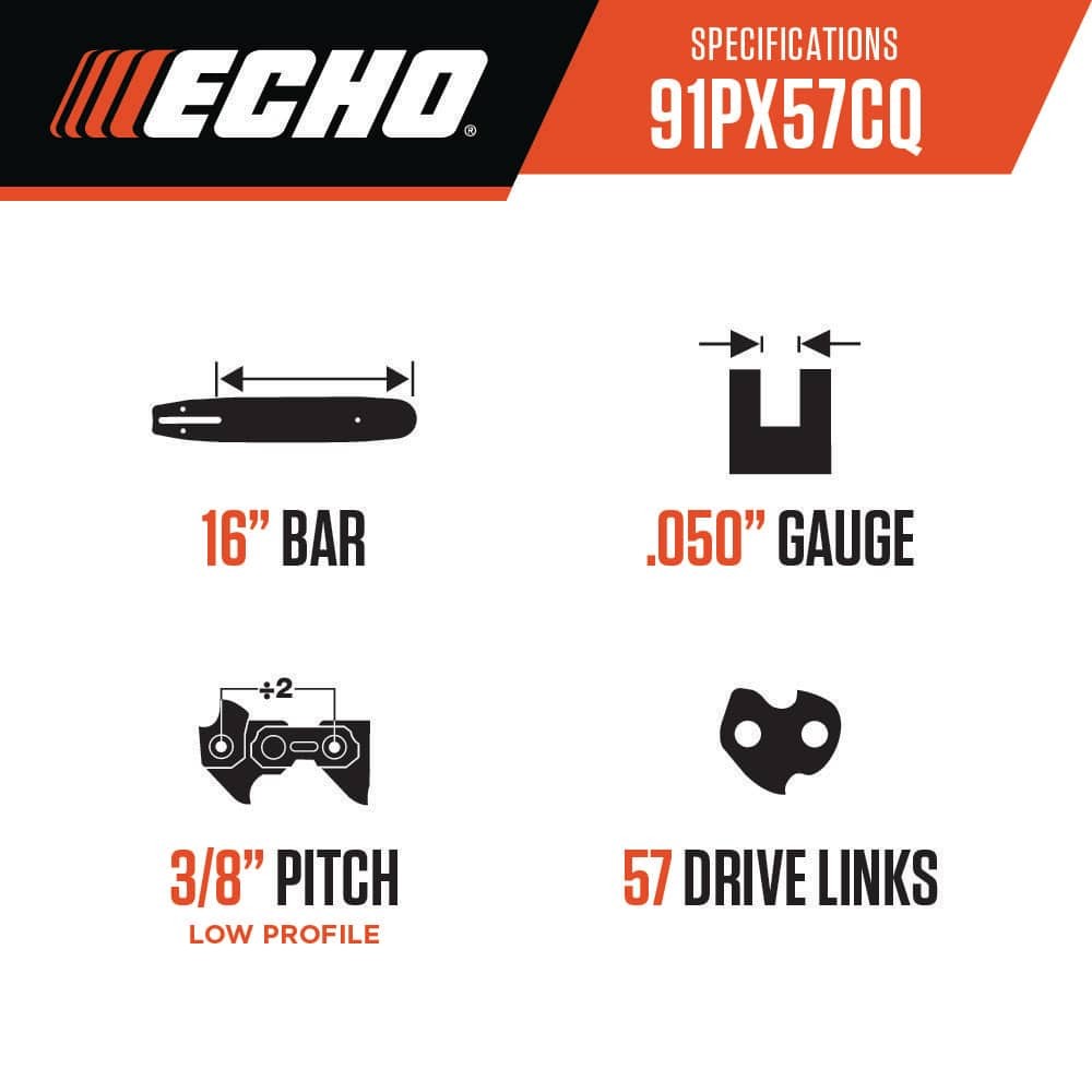 ECHO 16 in. Low Profile Chainsaw Chain – 57 Link