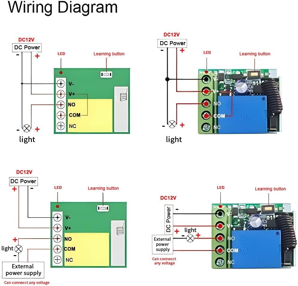 433Mhz Universal Wireless Remote Control Switch DC 12V 1CH Relay Receive