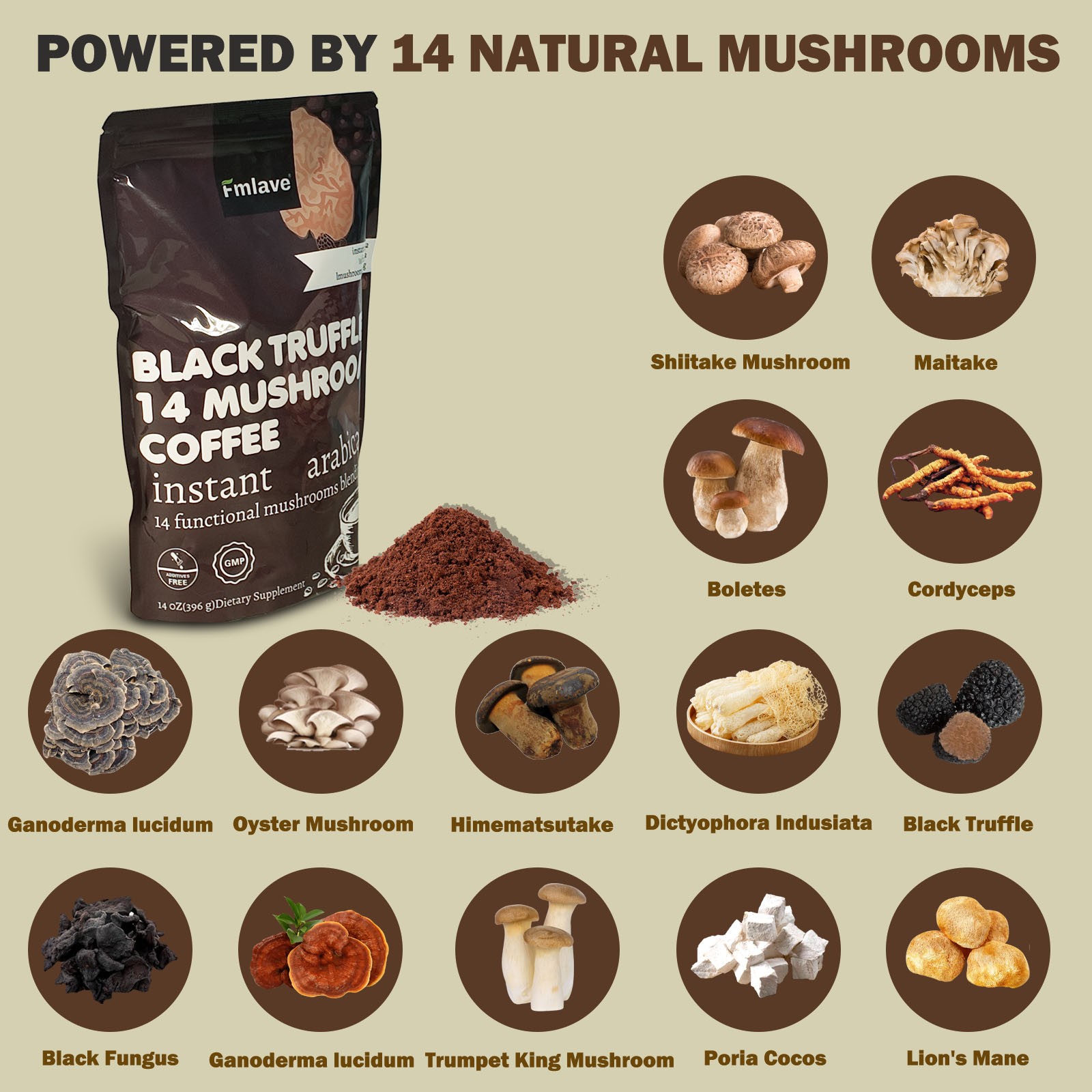 Organic Instant Mushroom Coffee, 14 oz (396 g), 14 – Adaptogenic Mushroom Blend