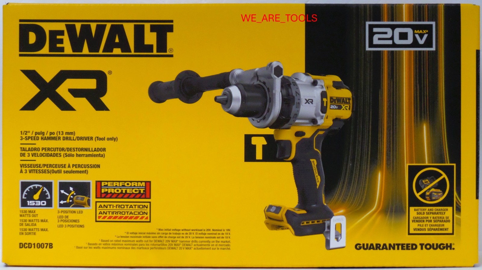 DeWalt DCD1007B 20V Max XR 1/2″ 3-Speed Hammer Drill Driver Brushless Cordless
