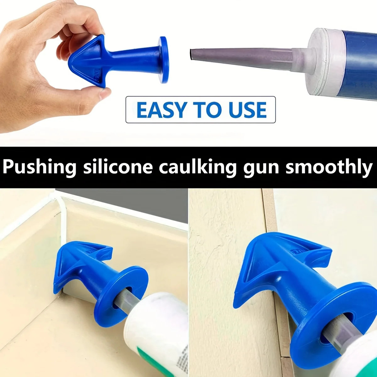 4 pcs Silicone Caulking Tool Kit， Silicone Sealant Nozzle, Grout Scraper, Great
