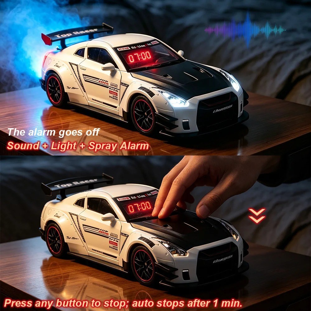 Hypercar Model Alarm Clock LED Digital Display Remote Control Clock