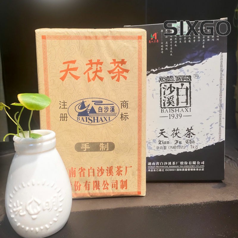 BAISHAXI Tian Fu Cha Anhua Golden Flowers Fucha Dark Tea 1000g Brick Fu Zhuan