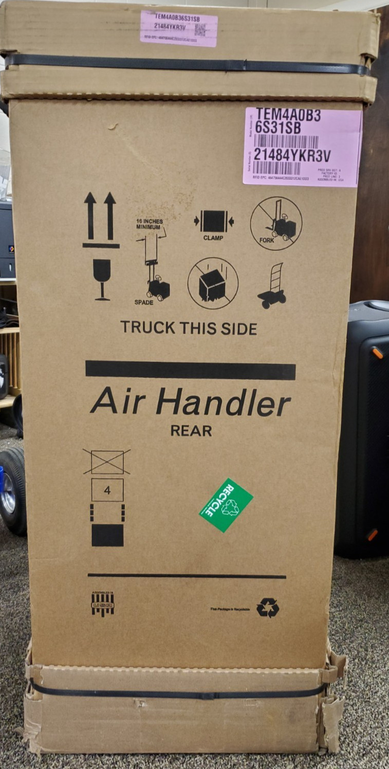 Trane Convertible Air Handler 3 Ton 14 SEER, TEM4A0B36S31SB New In Box