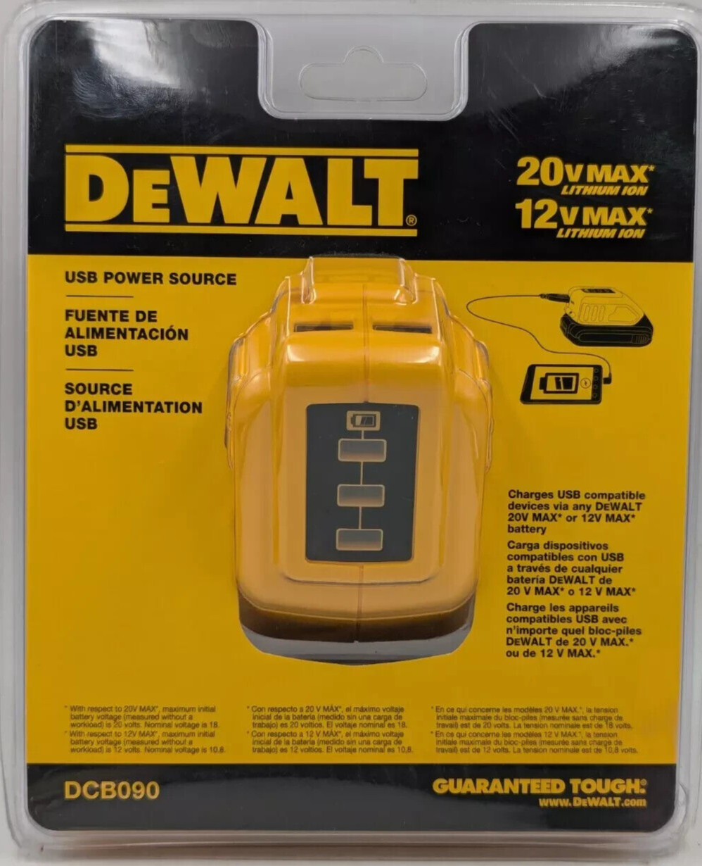 DEWALT DCB090 12V/20V MAX USB Charger with 2 Ports and State of Charge Indicator