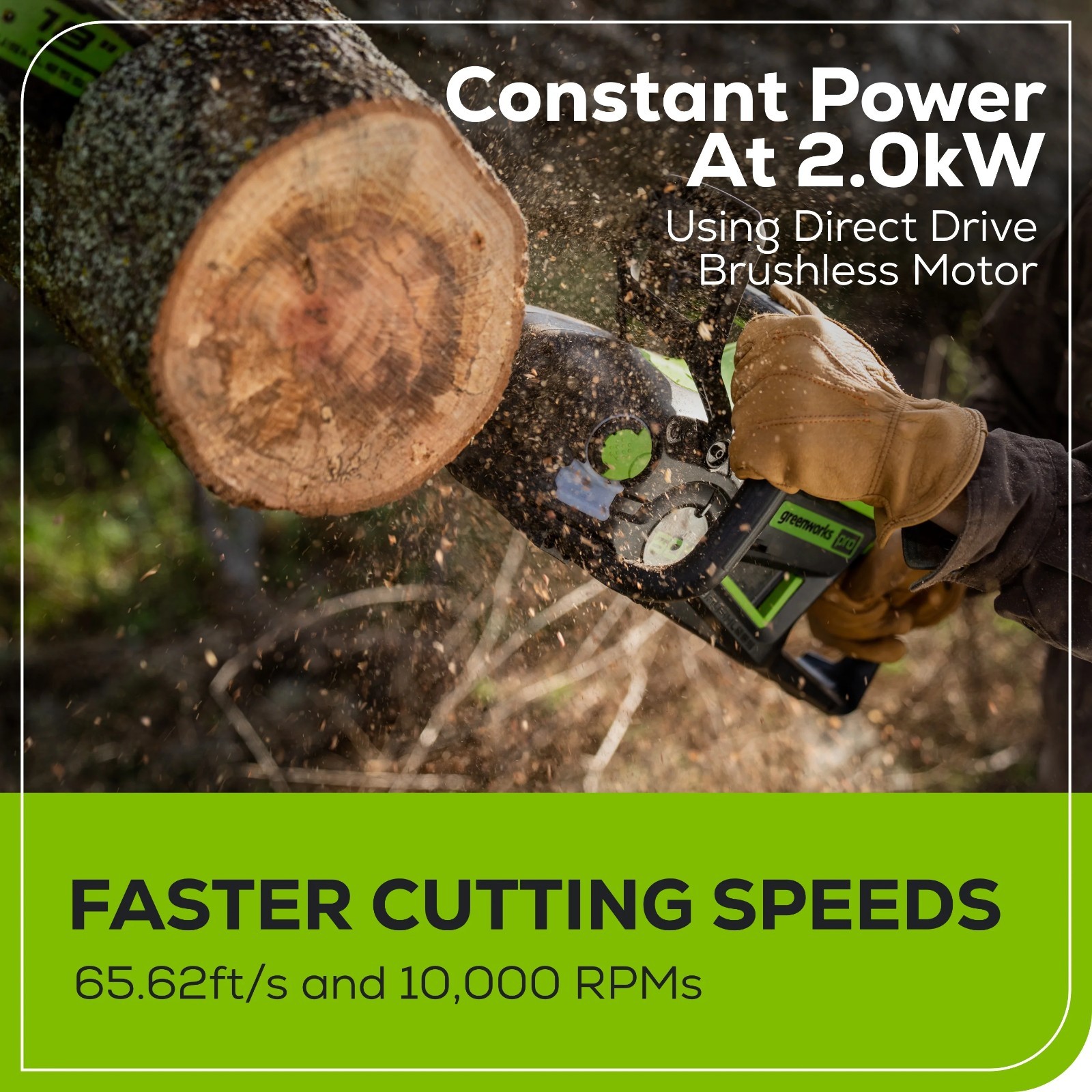 Greenworks 60V 18 Inch Chainsaw 2000W Brushless w/ 4Ah Battery & Rapid Charger