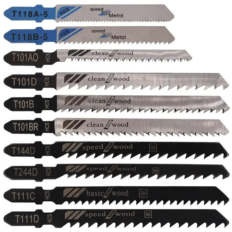 10pcs Jigsaw Blades Set High Carbon Steel for Wood Plastic Metal Cutting – NEW