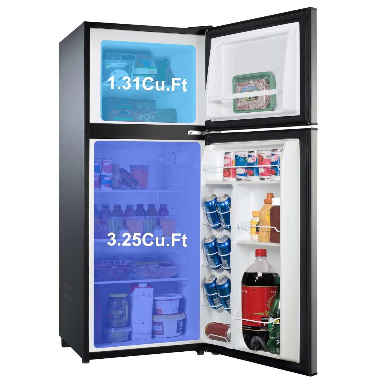 4.6. Cu. ft. Two Door Compact Refrigerator With Freezer Reversible Door 48″ High