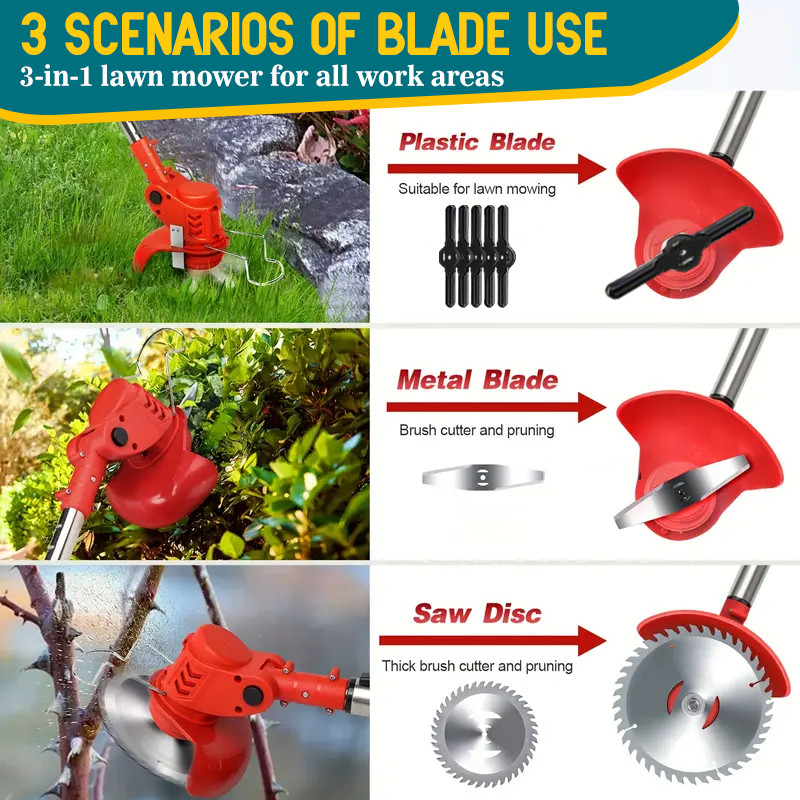 Electric Cordless Grass String Trimmer Lawn Edger Weed Wacker Cutter + 2 Battery