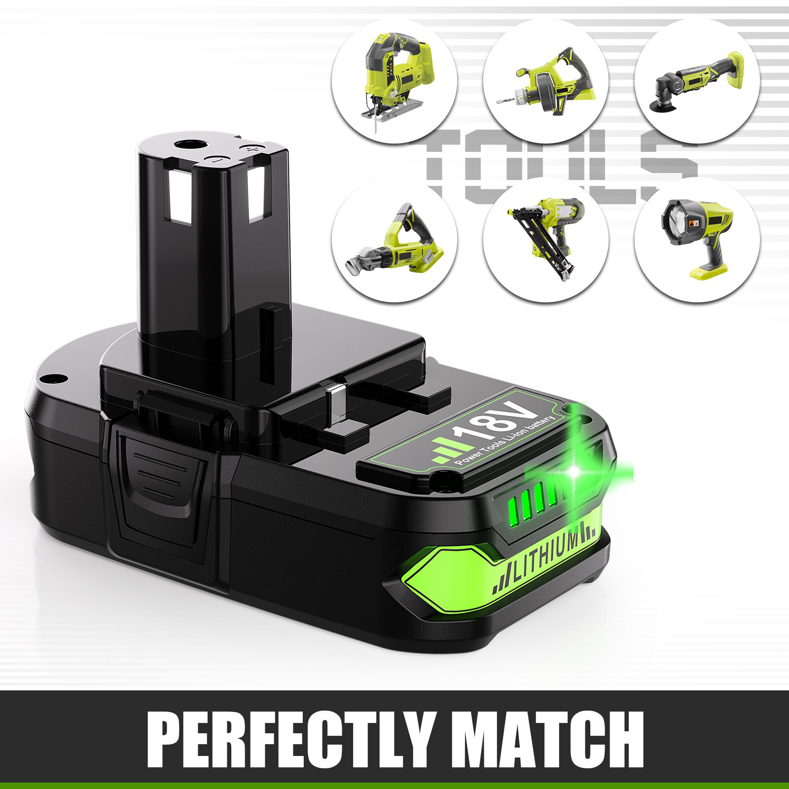 P102 Replace For RYOBI P190 18V Compact Lithium Battery P107 P104 P108 Battery