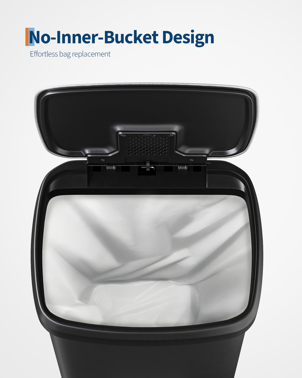 Plastic Garbage Can 13 Gal with Lid Step-On Soft Close Rear Handle Kitchen