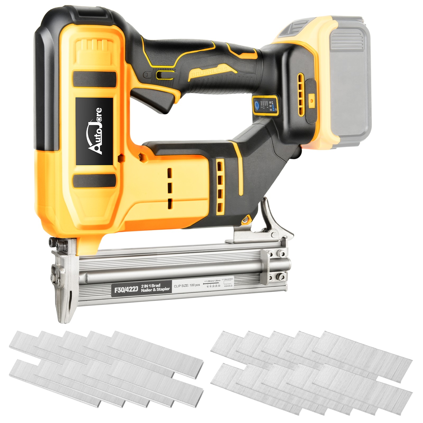18GA Cordless Brad Nailer for Dewalt 20V Battery, 2 in1 Electric Nail/Staple Gun