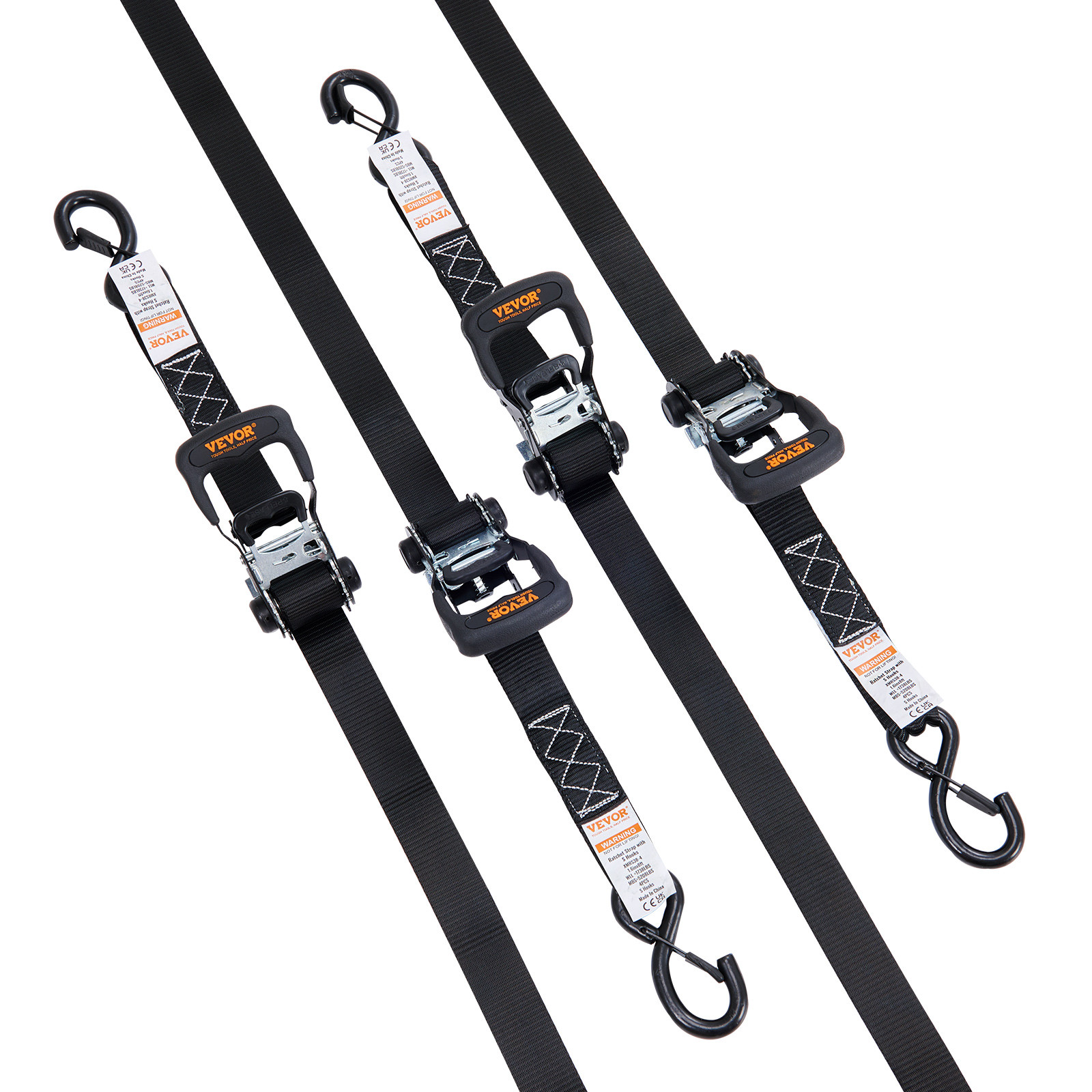 VEVOR 4 Pack Ratchet Tie Down Straps 5208 lbs 1.6″ x 8′ Heavy Duty for Cargo
