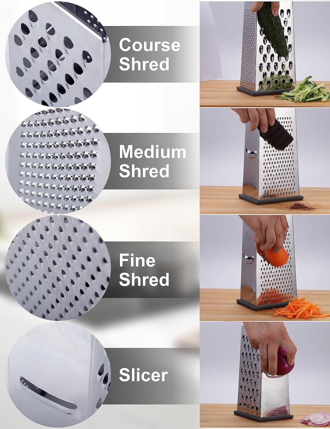 Cheese Grater, 4-Sided Box for Cheese/Vegetable/Fruit