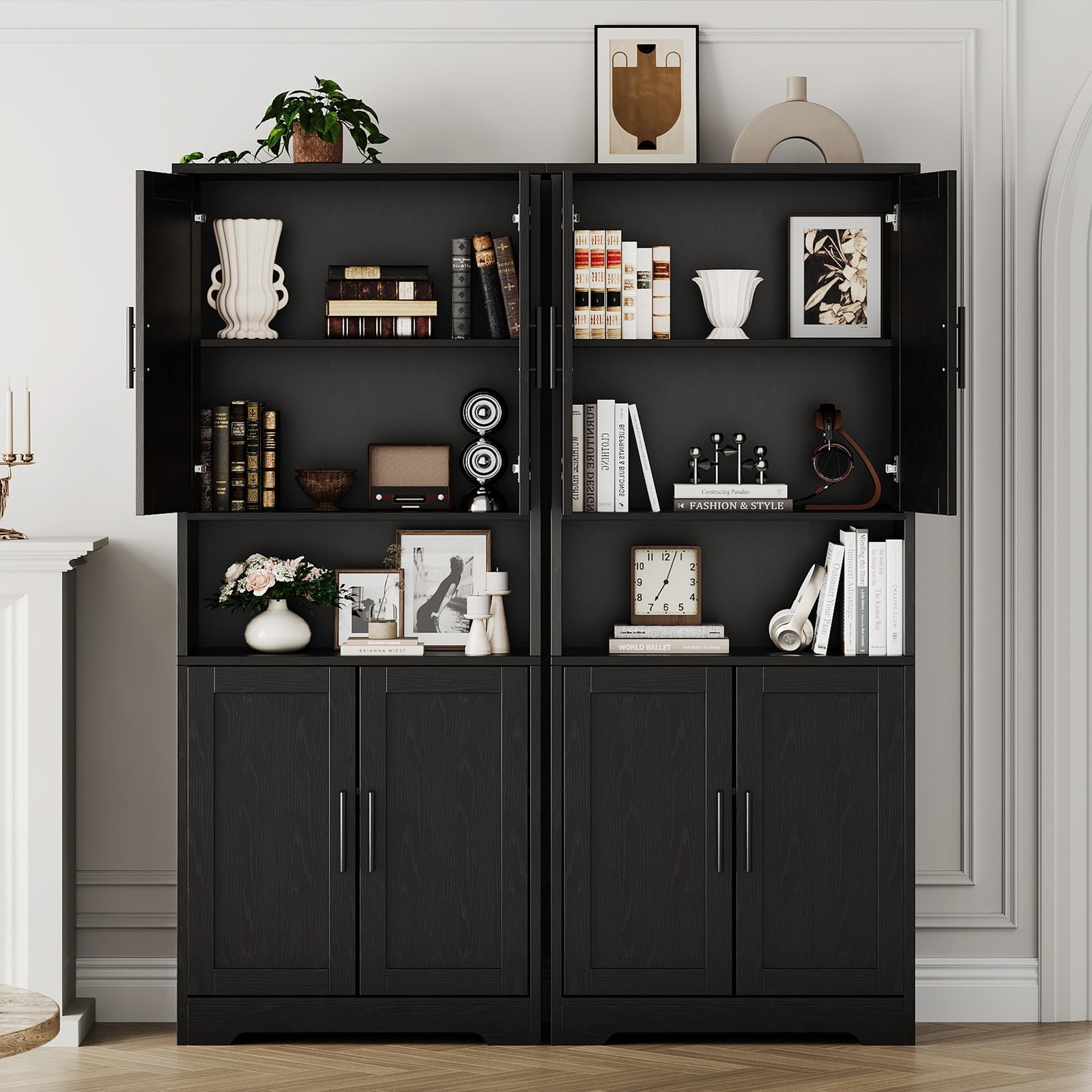 70” Tall Kitchen Pantry Cabinet Freestanding Storage Cabinet Adjustable Shelves