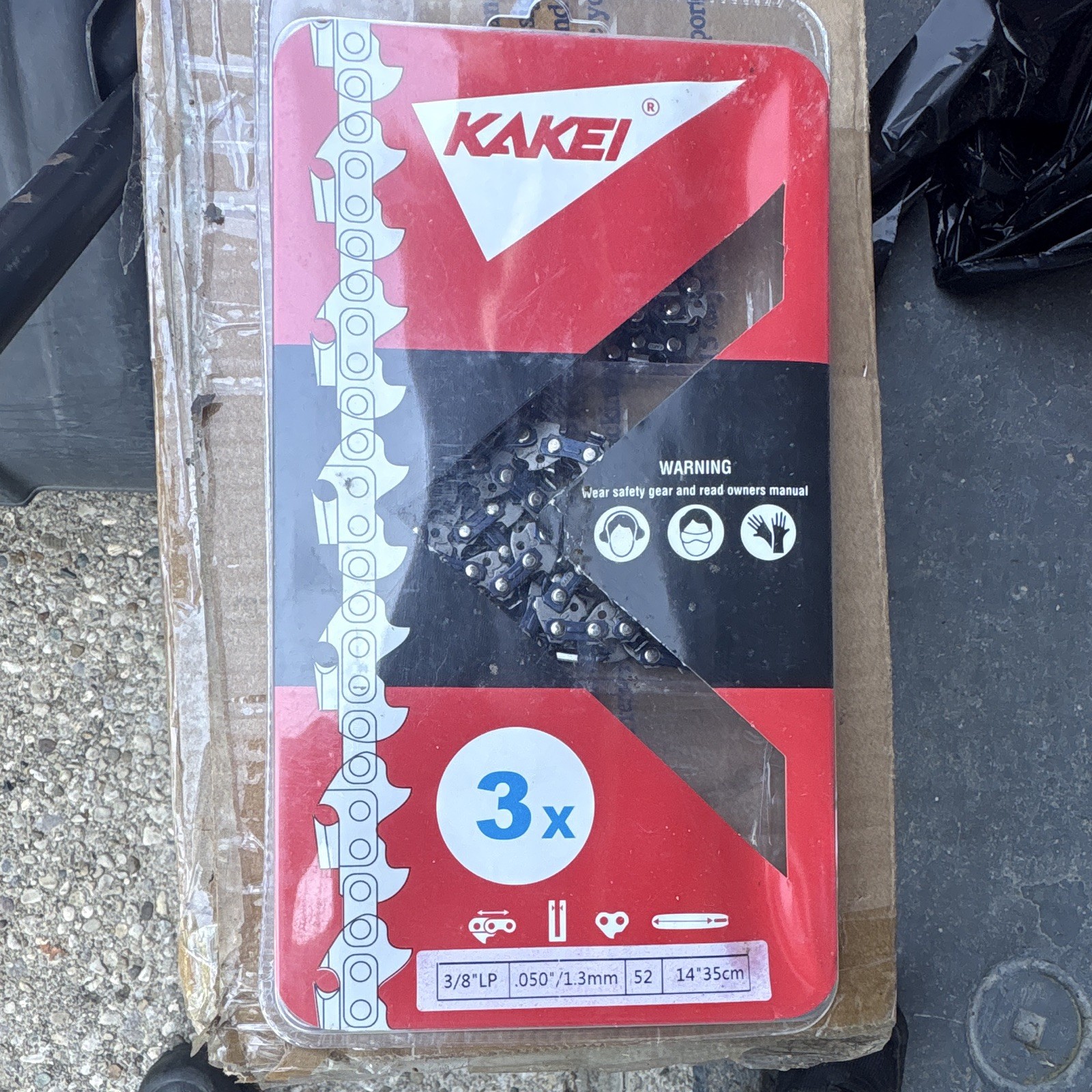 KAKEI Chainsaw Chain 3 Pack 14 in 3/8 LP .050 52DL Steel Black