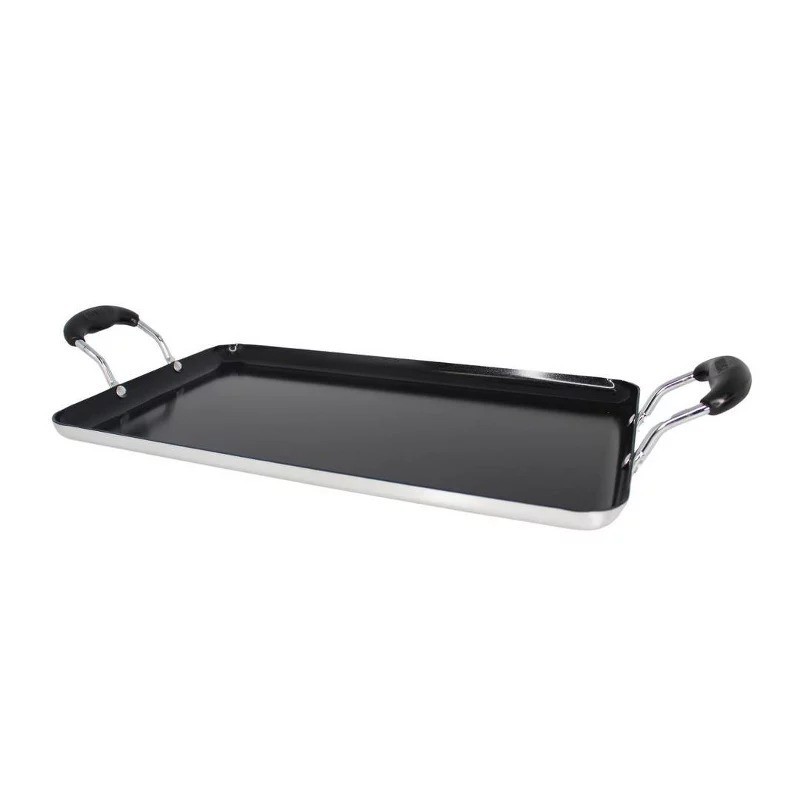 Ceramic Double Burner Griddle Black: Stovetop Griddle, Aluminum