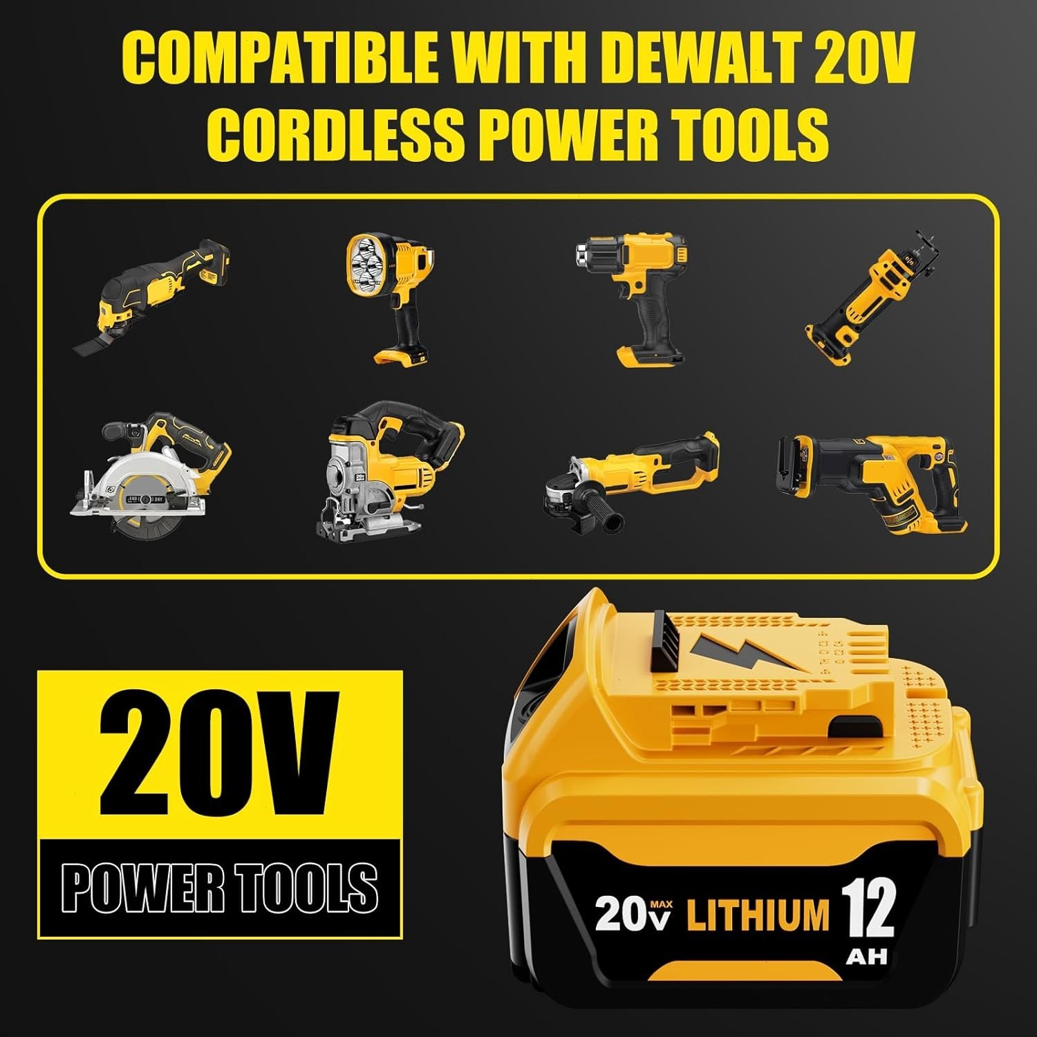 2Pack 12.0AH For DeWalt 20V 20 Volt Max XR Lithium Ion Battery DCB206-2 DCB205-2