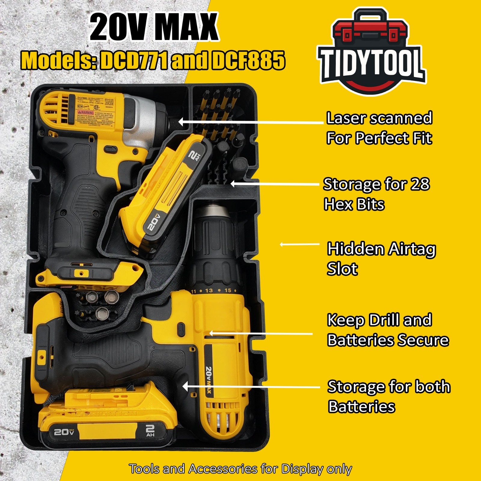 DeWALT Deep Compact Organizer – 20V Max Drill Set (DCF885 & DCD771) *Insert Only