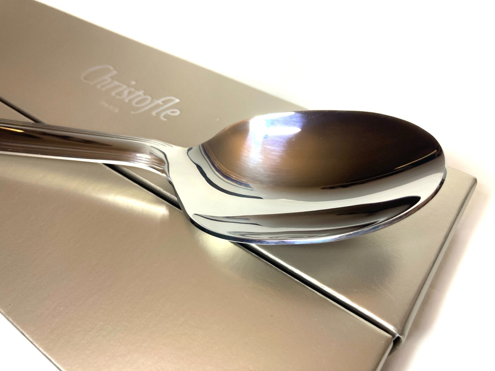 CHRISTOFLE HUDSON STAINLESS STEEL SERVING SPOON 2453006 9.8 IN FRANCE NEW SEALED