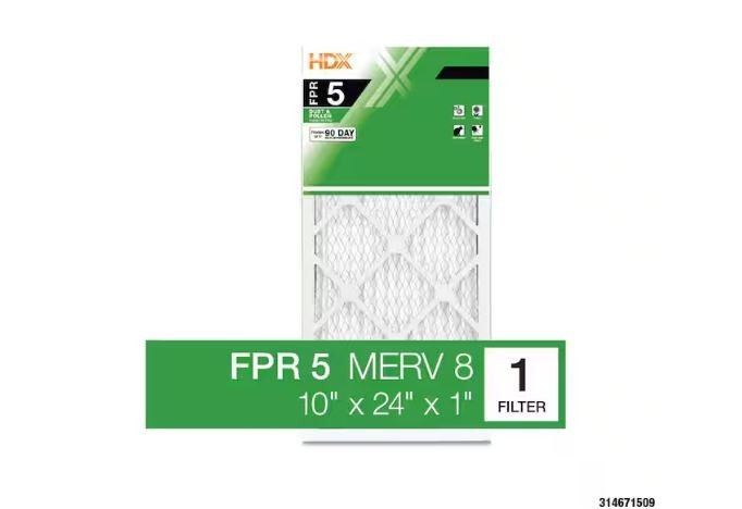10 In. X 24 In. X 1 In. Standard Pleated Air Filter FPR 5, MERV 8